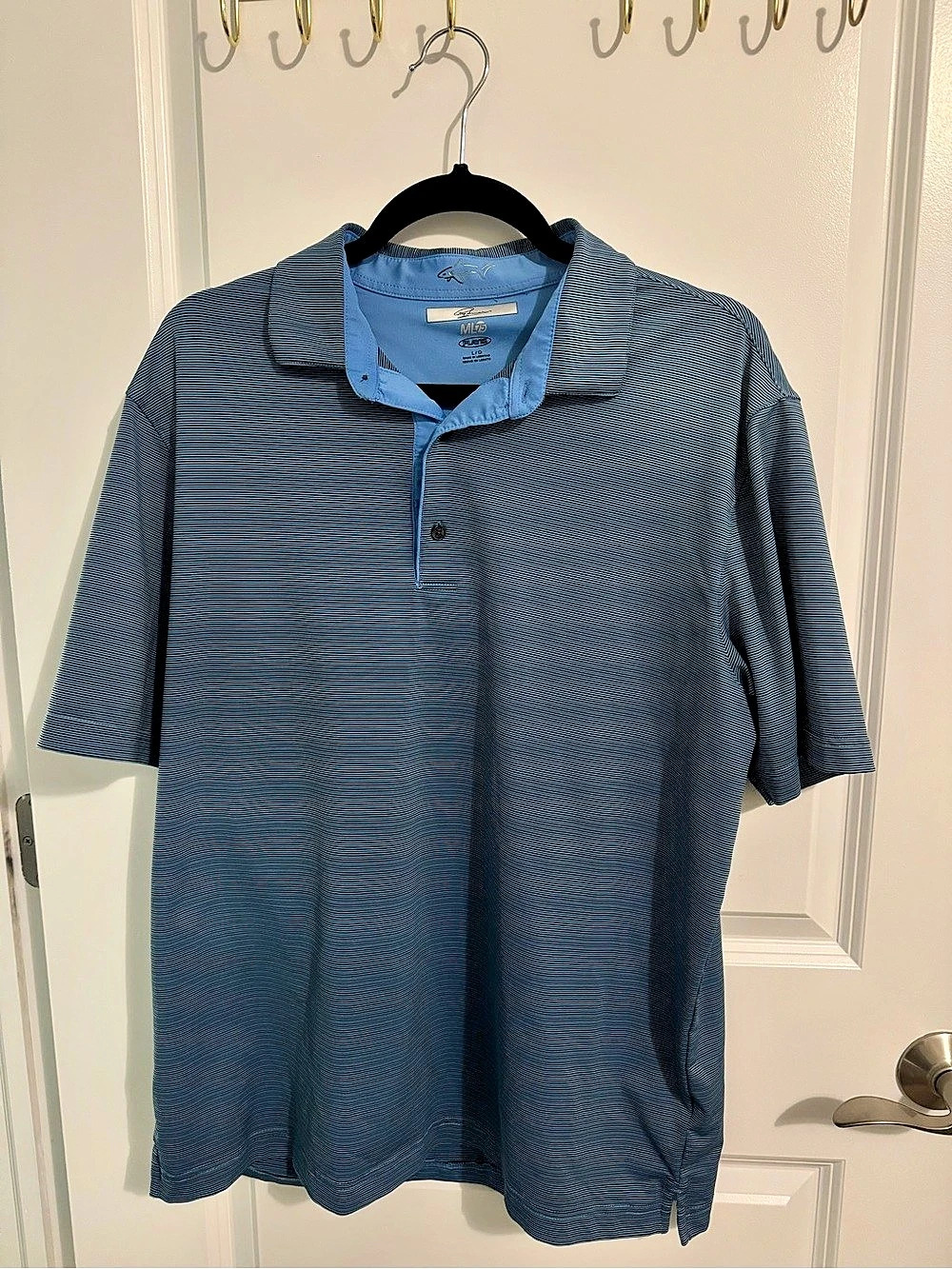 Walter Hagen Striped Polo in Blue Size Large